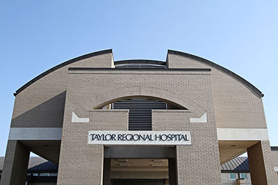 Picture of outside shot showing front entrance of TAYLOR REGIONAL HOSPITAL.